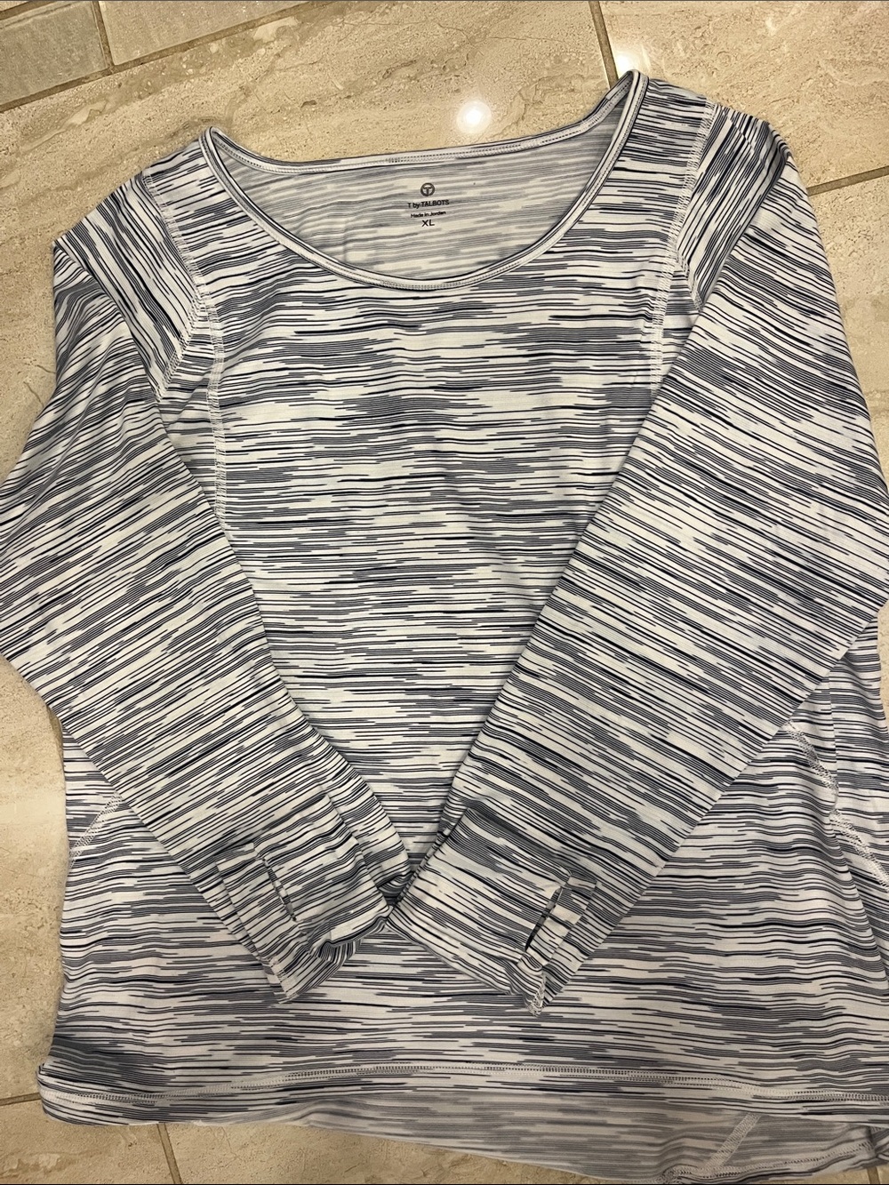 Talbots Navy and White Long Sleeve Tee